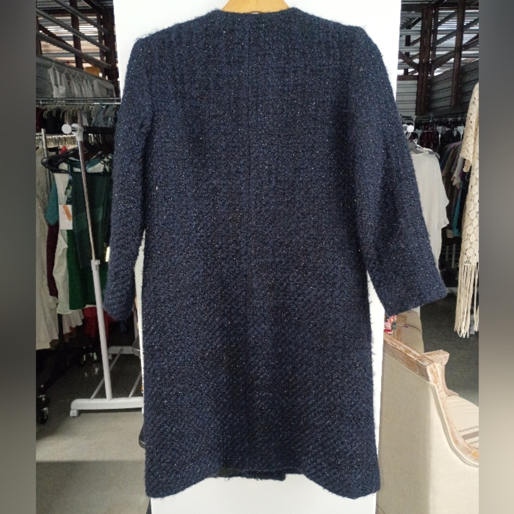 Milly of New York Blue Pea Coat with Tailored Design - Picture 4 of 4